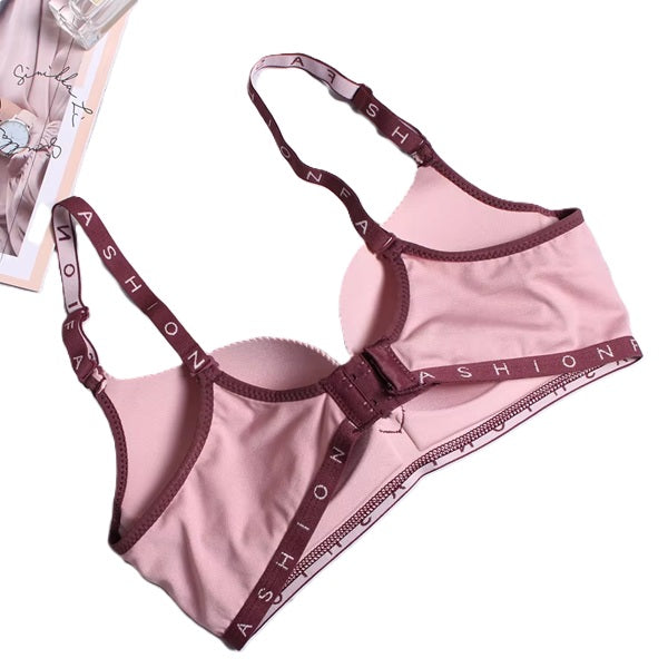 Curvear Women's Bra Sexy Lingerie Letter Printed Underwear Alphabet Adjusted-Straps Push Up Cotton Breathable Bra.