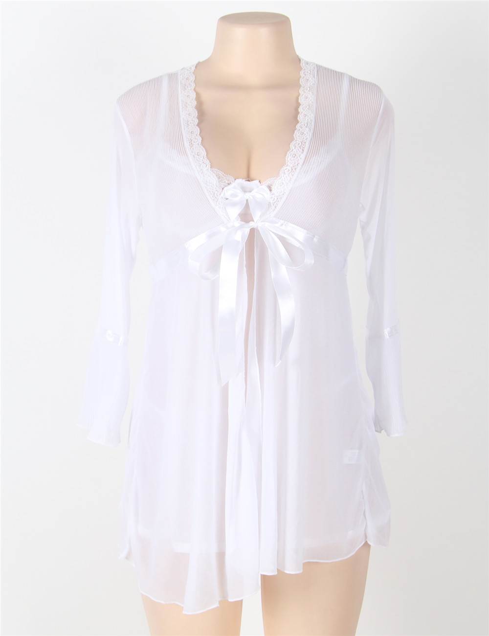 Sexy Black Lace Baby doll Lingerie Set for Women – Sheer Mesh Nightwear with Underwire Lace Cups and Thong – Romantic See-Through Chemise Sleepwear