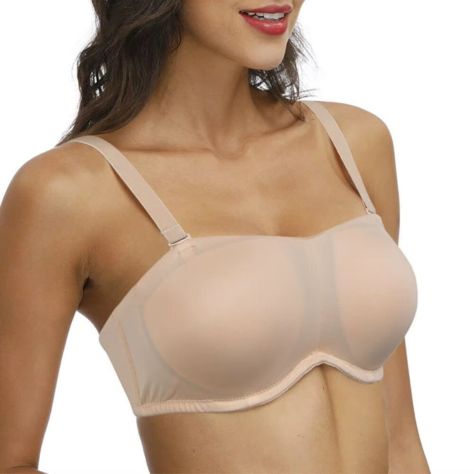 Curvear White Soft Strapless Bras with Adjustable Silicone, Padded, Comfort Fit, Quality Support, Seamless, Lightweight, Everyday Wear.