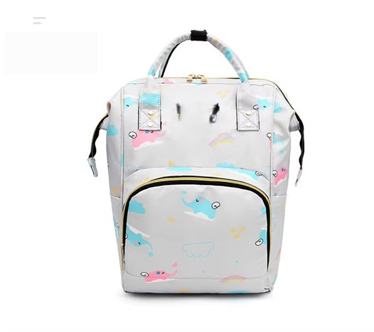 Curvear Mummy Bag Diaper Multifunctional Bag Baby Large Capacity Maternity Backpack Elephant Print Wet Waterproof Bag Baby Pregnant Bags.