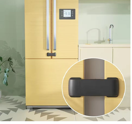 Baby Safety French Fridge Door Lock, Childproof Double Door Refrigerator Lock, Cabinet Cupboard Lock for Toddlers & Babies, Easy to Install