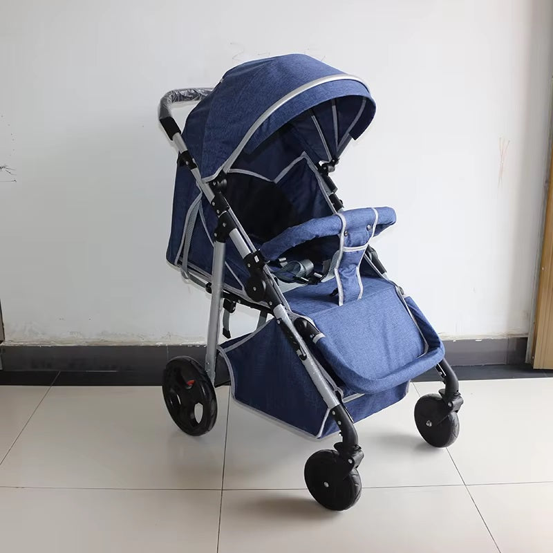 Curvear®️Baby Stroller Pram with 5-Point Safety Harness, Cushioned Seat, Multi-Level Recline, Easy Fold, Lightweight for 0-3 Years.