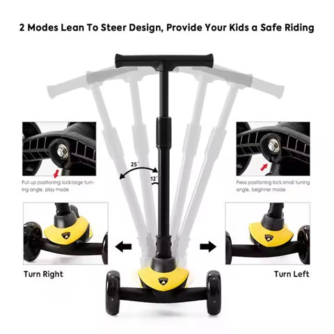 Curvear Scooter for Kids Ages 3-7 - Kids Scooters with Light Up Wheels & LED Deck, 3 Wheel Scooter for 3+ Year Old Girl Boy, 4 Level Height Adjustable Foldable Children Scooter Toddler Scooter