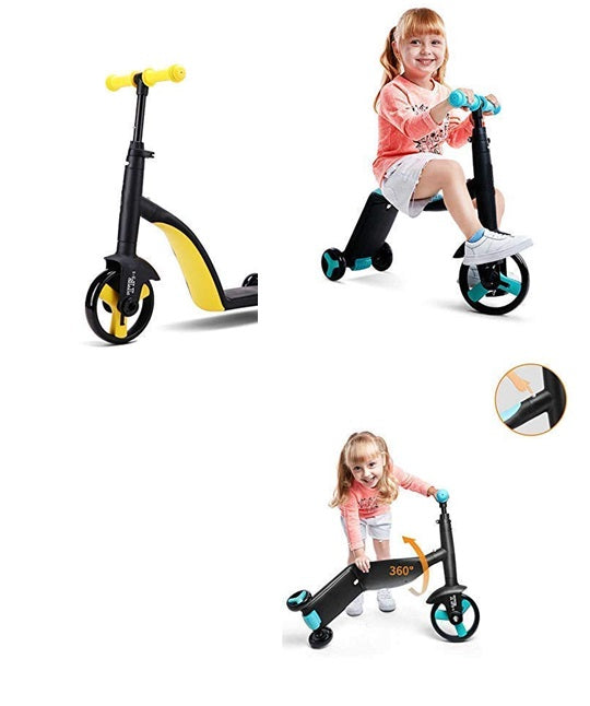 Curvear 3 in 1 Kids Kick Scooter Kickboard+ Tricycle + Balance bike Child Ride On Toy Boy Girl Scooter Adjustable Toddler Birthday Gift