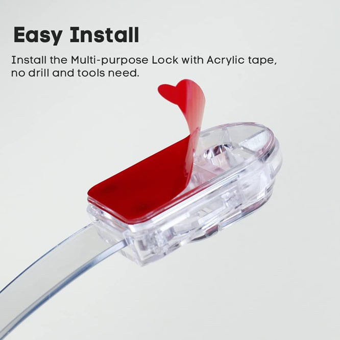 Curvear 4 Pack Child Safety Locks, Childproof Strap Locks for Drawers, Fridges, Toilets, Cupboards, Ovens, Cabinets, Multi Use Baby Cabinet Latches, Easy to Install, No Drilling.