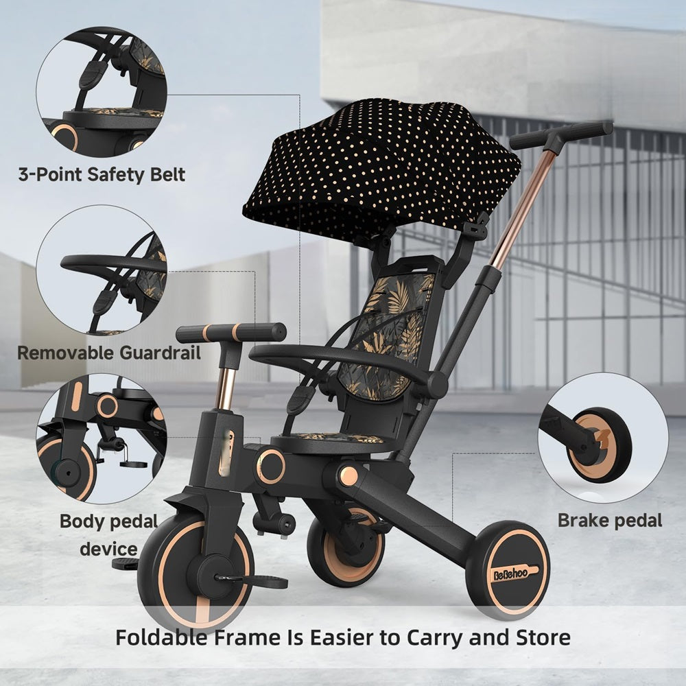 Curvear Tricycle Stroller for Toddler ,Foldable Baby Tricycle ,Kids Balance Bike with Push Handle ,Toddlers Stroller Bike with 1 to 5 Years,7-in-1 Push Tricycle Bike for Kids.