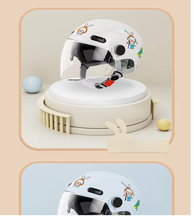 Curvear-3-16 years Electric Car Children's Helmet Summer Baby Cartoon Motorcycle Half Helmet Outdoor Skating Balance Board Safety Helmet.