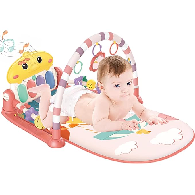 Curvear Baby Gym Play Mats for Floor Musical Activity Center Baby Piano Gym Mat Tummy Time Mat for Newborn, Gifts for Baby Newborn Toddler Infants Boys Girls 0-36 Months.