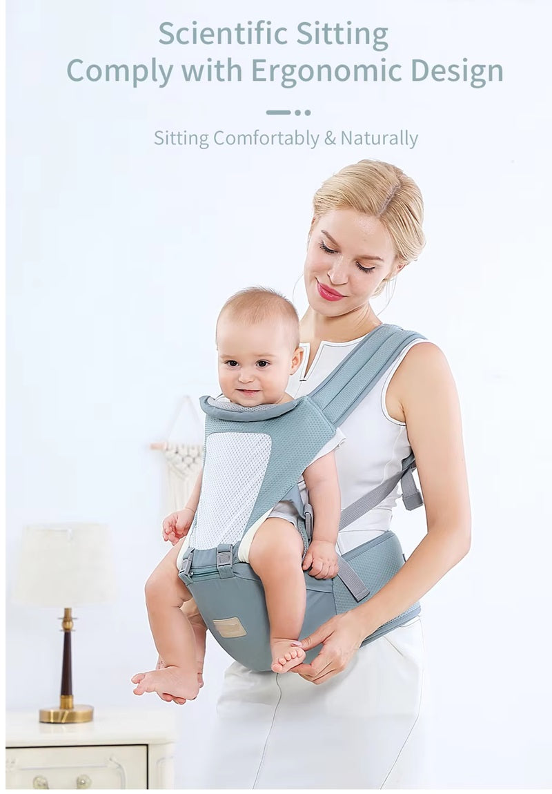 Curvear Ergonomic Baby Carrier Kangaroo Infant Hipseat, Sling Wrap Backpack for Comfortable Baby Travel and Activities.