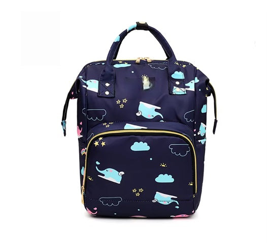 Curvear Mummy Bag Diaper Multifunctional Bag Baby Large Capacity Maternity Backpack Elephant Print Wet Waterproof Bag Baby Pregnant Bags.