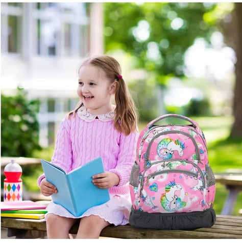 CURVEAR®️Rolling Backpack 16 Inch, Wheeled Laptop Backpack with Wheels for Girls Boys School, Unicorn, Modern, Unicorn, 16 inches, Modern