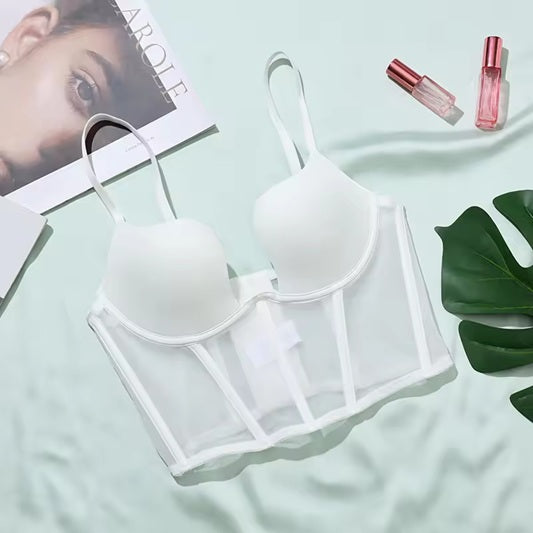 Curvear Bra ladies vest corset underwear small breasts gathered female fishbone anti-sagging adjustable thin lingerie.