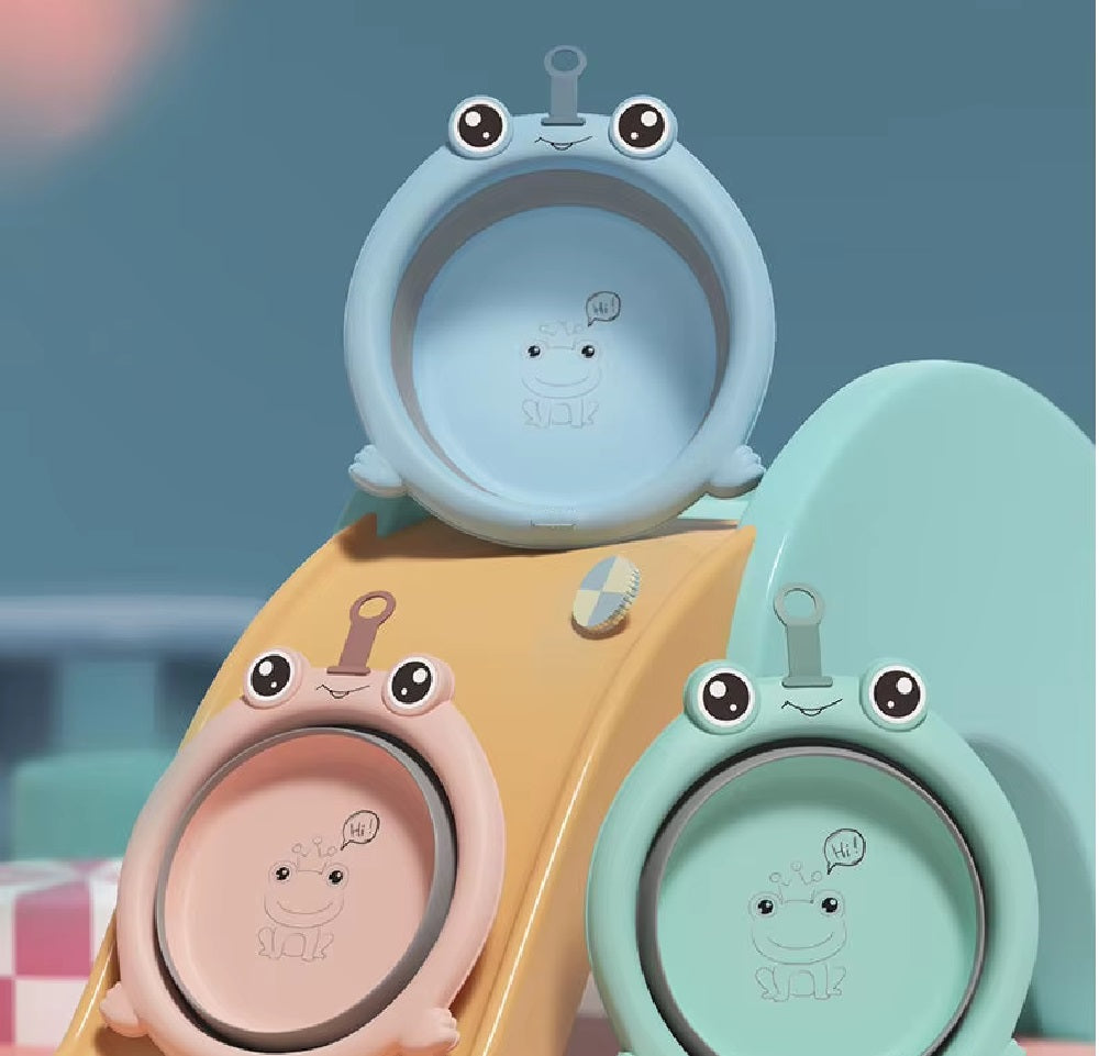 CURVEAR®️Children's Cartoon Folding Washbasin, Portable Baby Small Basin, Travel Laundry Basin, Hangable Design