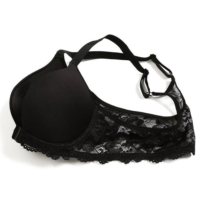 Curvear Push Up Women Bra Front Closure Lace Back Underwire Lingerie Solid Plunge Y-line Straps Adjusted Underwear.