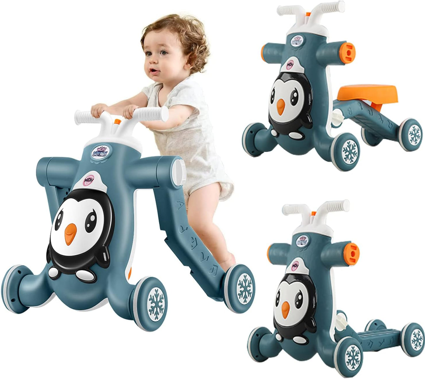 Curvear 3 in 1 Walker for Baby & Toddler Toy,Baby Push Walkers, Assemble as Scooter/Motorbike/Activity Center/Musical Walking Toys ,Early Learning Toys for Infants 6-12 Months, Walker Toys for Boy Girl.