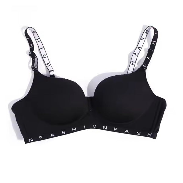 Curvear Women's Bra Sexy Lingerie Letter Printed Underwear Alphabet Adjusted-Straps Push Up Cotton Breathable Bra.