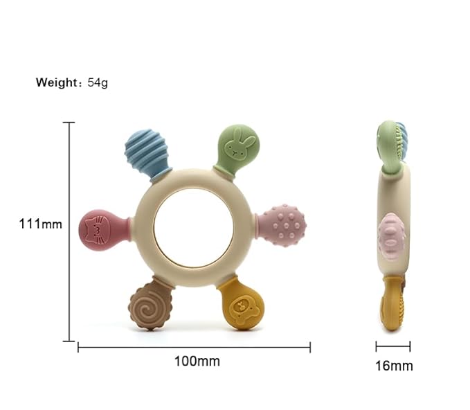 Curvear silicone teether wood ring teething toys free Baby Chewable Toys wooden baby teether teething for Kids 0-6 months.