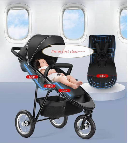 Curvear 2025 Foldable Baby Stroller, 3-Wheel Carrycot Jogger, Travel System with Easy Fold, Smooth Ride, and Comfort for Newborns and Toddlers.