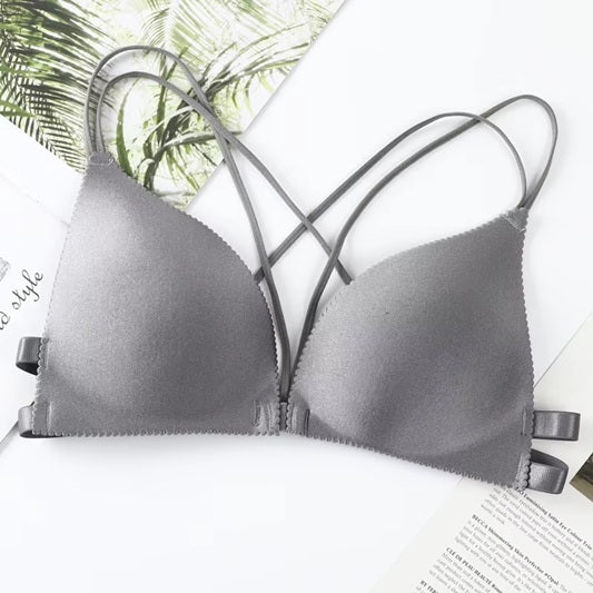 Curvear Custom Front Buckle Beauty Back Bra No Steel Ring Small Chest Gather up Underwear Feminine Sense Seamless One-piece Slim Bra.