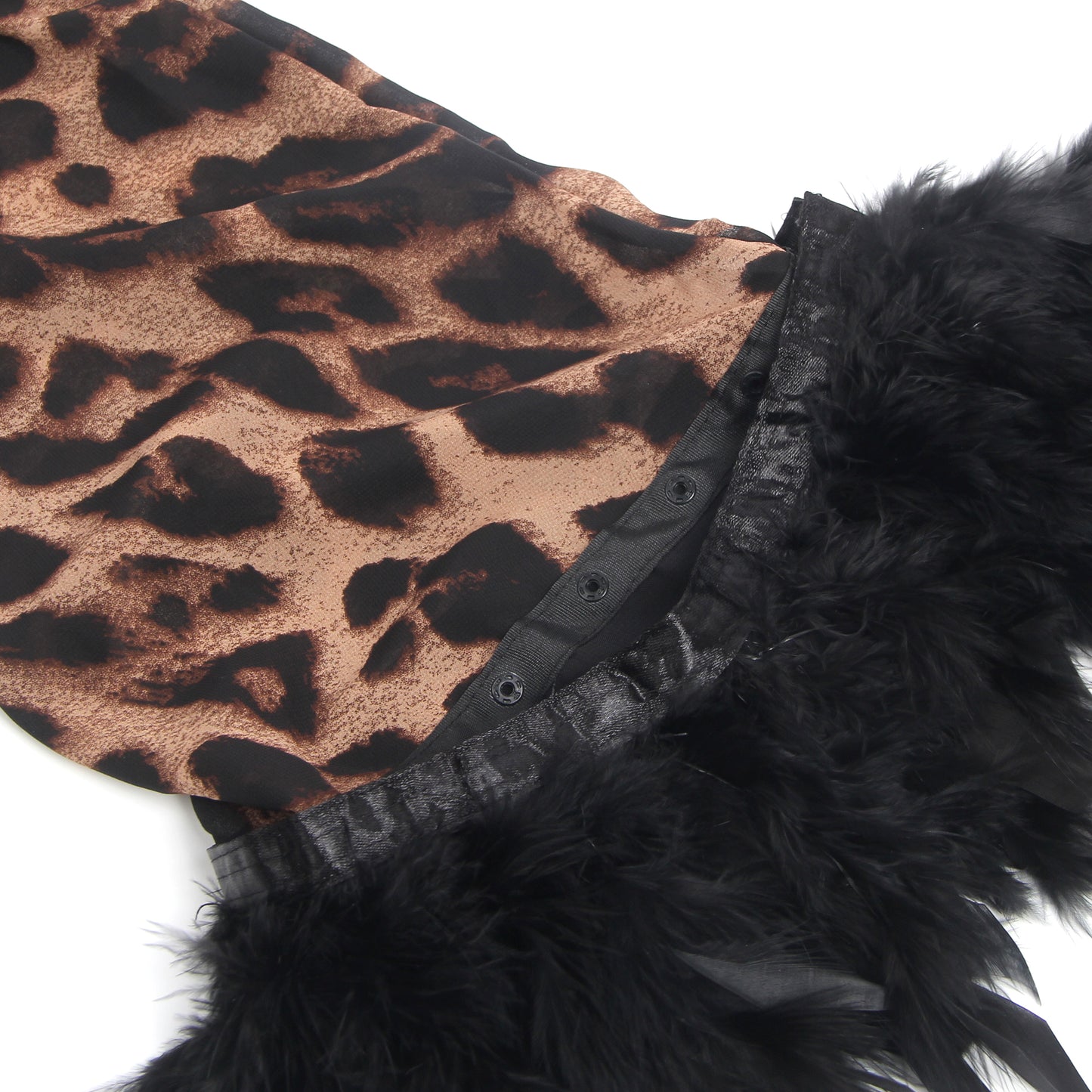 Women's Sexy Leopard Print Sheer Robe with Feather Trim – Long Mesh Lingerie Kimono Gown – Belted See Through Nightwear for Sleepwear, Boudoir, Bridal & Loungewear