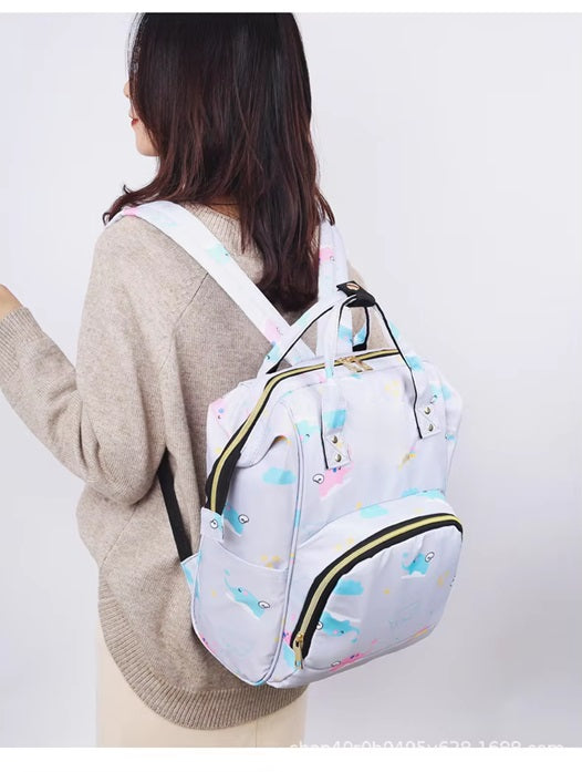 Curvear Mummy Bag Diaper Multifunctional Bag Baby Large Capacity Maternity Backpack Elephant Print Wet Waterproof Bag Baby Pregnant Bags.