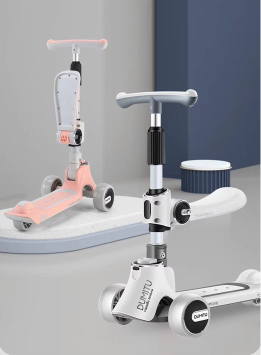 Curvear Kids Scooter 2-3-8 Girl Princess Baby Boy Can Sit and Ride The Meter Height 3-in-1 Skateboard Yo-yo Year