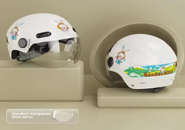 Curvear-3-16 years Electric Car Children's Helmet Summer Baby Cartoon Motorcycle Half Helmet Outdoor Skating Balance Board Safety Helmet.