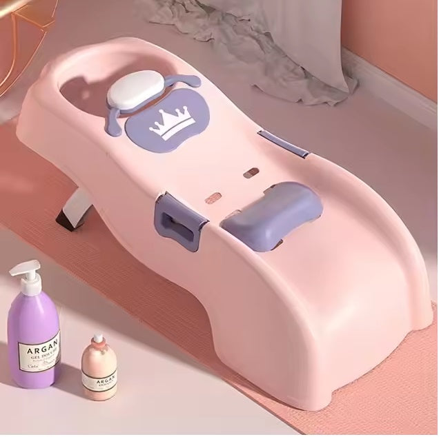 Curvear ®️Children’s Foldable Telescopic Shampoo Recliner Bed, Baby Home Seat for Kids, Comfortable Shampooing and Bath Time Support.