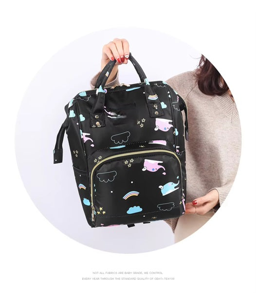 Curvear Mummy Bag Diaper Multifunctional Bag Baby Large Capacity Maternity Backpack Elephant Print Wet Waterproof Bag Baby Pregnant Bags.