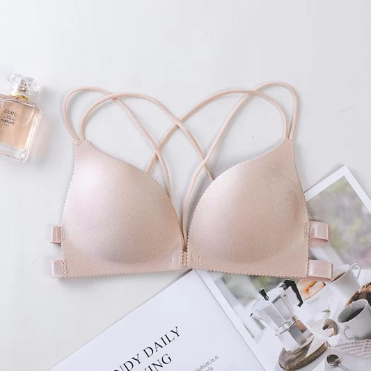 Curvear Custom Front Buckle Beauty Back Bra No Steel Ring Small Chest Gather up Underwear Feminine Sense Seamless One-piece Slim Bra.