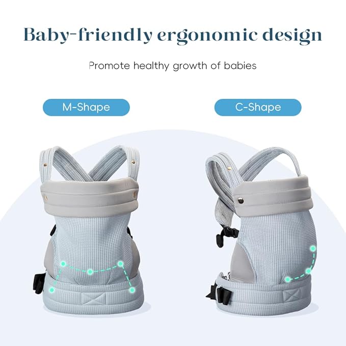 Curvear Baby Carrier, Cozy Baby Carrier 7-35lbs,Ergonomic Backpack Design, Air Mesh Breathable All Seasons