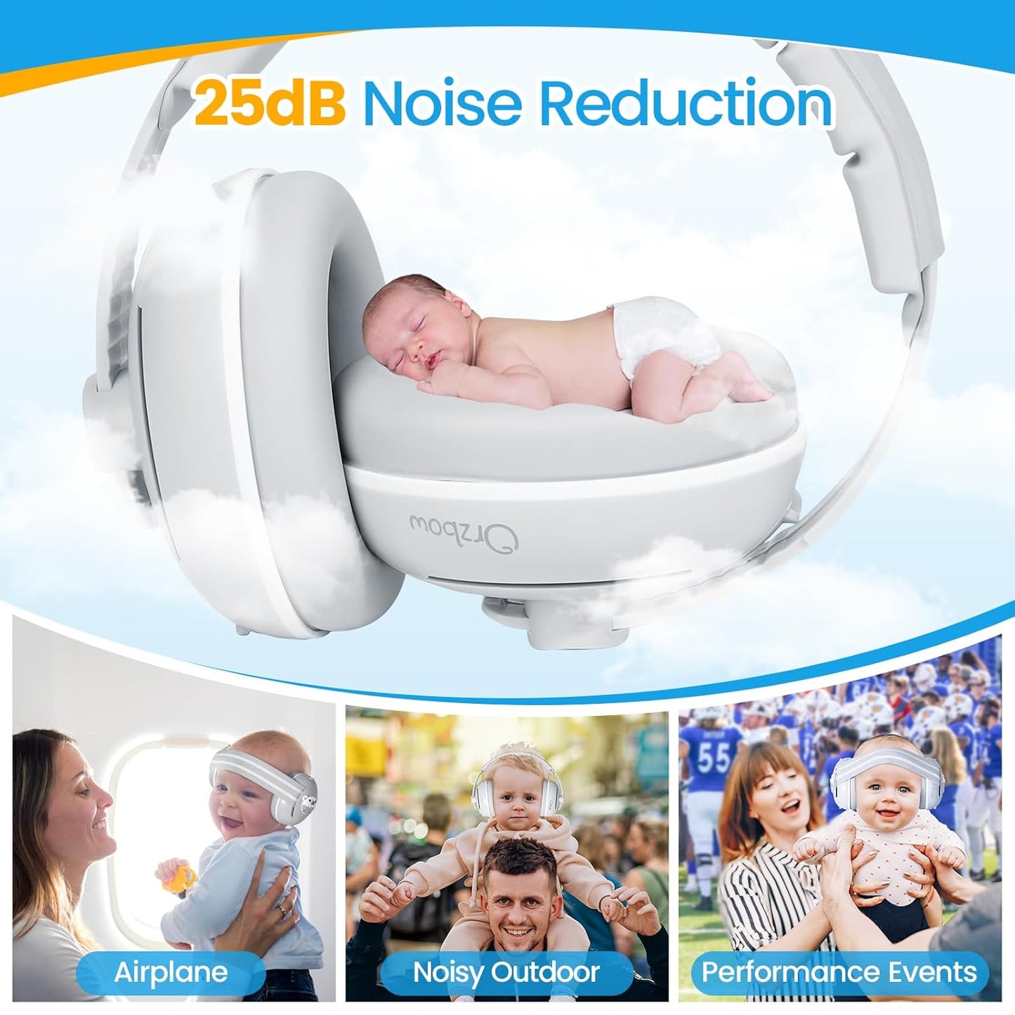 Curvear Infant Ear Protection Noise Cancelling Baby Ear Muffs Noise Cancelling Headphones Ear Muffs for Babies & Toddlers 0-3 Years.