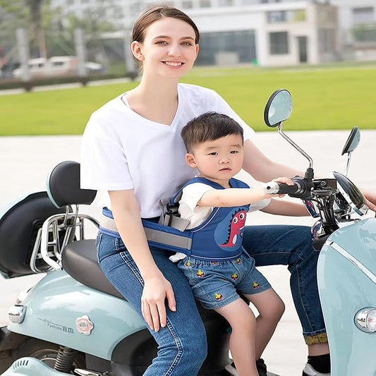 Curvear®️Baby Harness for Two Wheelers, Adjustable Strap, Reflective Borders, Cow Print Safety Belt for Toddlers.