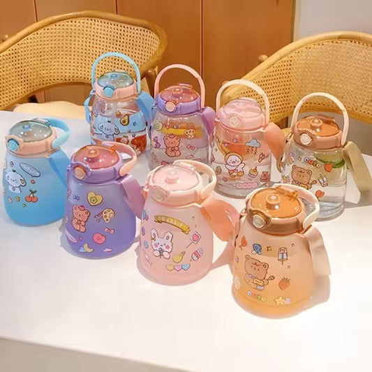 Curvear /1200/Cute Children's Cup High Health And Safety Straw Cup Large Capacity Plastic Straw Cup Creative Cartoon Mug