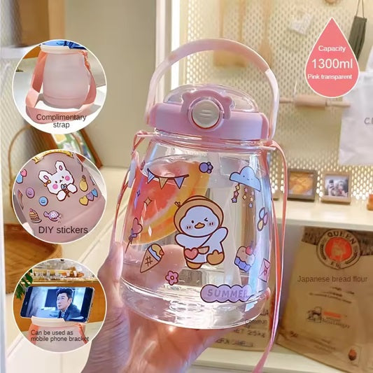 Curvear /1200/Cute Children's Cup High Health And Safety Straw Cup Large Capacity Plastic Straw Cup Creative Cartoon Mug