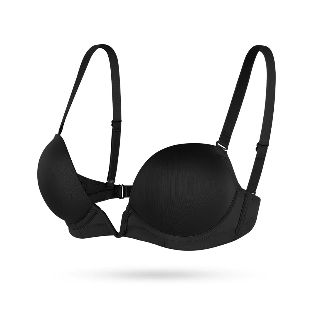 Curvear New Deep V Add A Cup Sexy Women Bra Detachable Adjusted Convertible Low Cup Backless Clear Straps Plunge Push Up Bras 1/2 Cups.