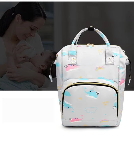Curvear Mummy Bag Diaper Multifunctional Bag Baby Large Capacity Maternity Backpack Elephant Print Wet Waterproof Bag Baby Pregnant Bags.