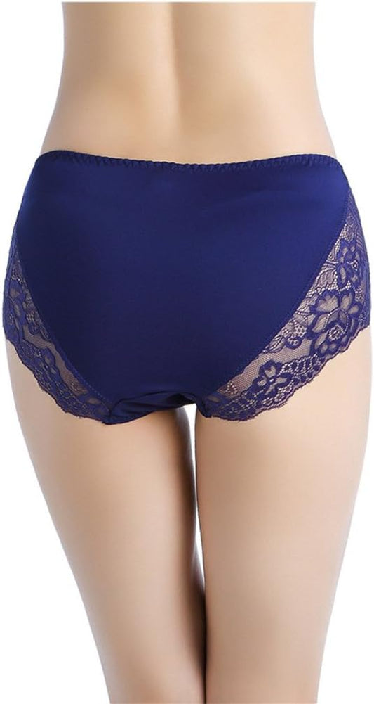 Curvear Plus Size Satin Panties for Women Sexy lace Satin Transparent Mesh Underwear No Trace Briefs Large Sizes Mom Underwear. 3 set