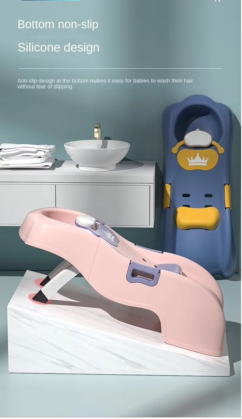 Curvear ®️Children’s Foldable Telescopic Shampoo Recliner Bed, Baby Home Seat for Kids, Comfortable Shampooing and Bath Time Support.