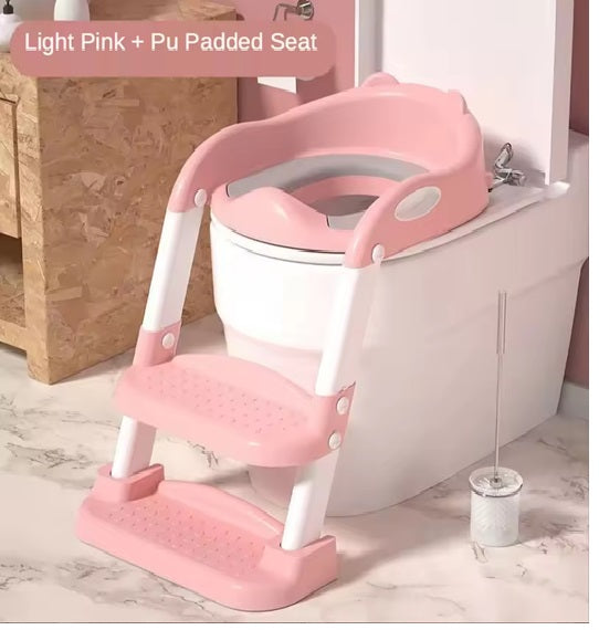 Curvear Potty Seat Urinal for Baby Kids Toilet Training with Adjustable Ladder, Folding Safety Step Stool Chair.