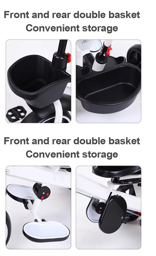 Curvear 2 in 1 Baby Tricycle for Kids, Smart Kids Tricycle with Parental Push Handle, Cushion seat, Canopy & Safety Guardrail | Kids Cycle Trikes | Baby Cycle for Kids 2 to 5 Years.