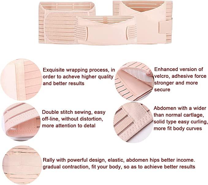 Curvear®️ Women's Polyester 3 in 1 Postpartum Support - Postnatal Recovery Pelvis/belly/Waist shapewear wrap belt after Normal/C-section post Delivery Pregnancy
