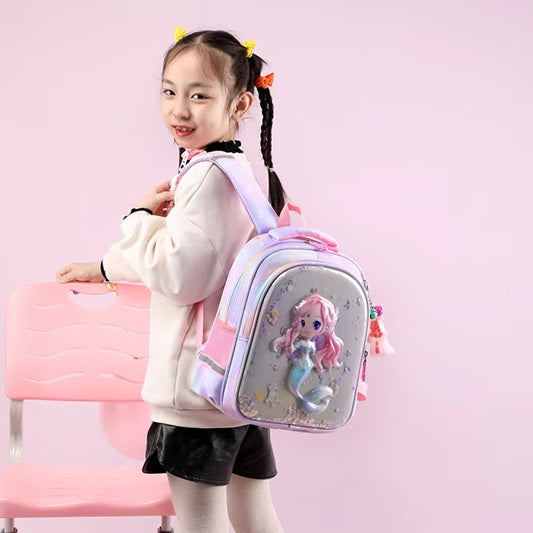 Curvear Unicorn School Bags Stylish Cartoon Kids Toddler Pre-school Unicorn Primary Anime School Backpack Bag Mermaid.