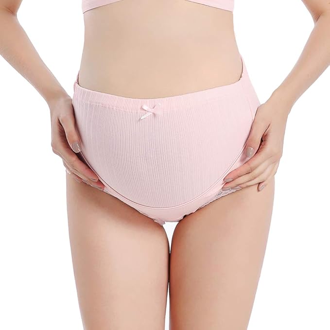 Curvear High Waist Cotton Panties for pregnant Women Over Bump Maternity Underwear Pregnancy Shorts Pants With Adjustable Elastic Band.