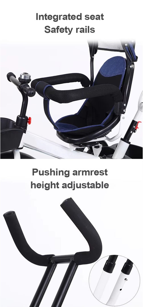 Curvear 2 in 1 Baby Tricycle for Kids, Smart Kids Tricycle with Parental Push Handle, Cushion seat, Canopy & Safety Guardrail | Kids Cycle Trikes | Baby Cycle for Kids 2 to 5 Years.