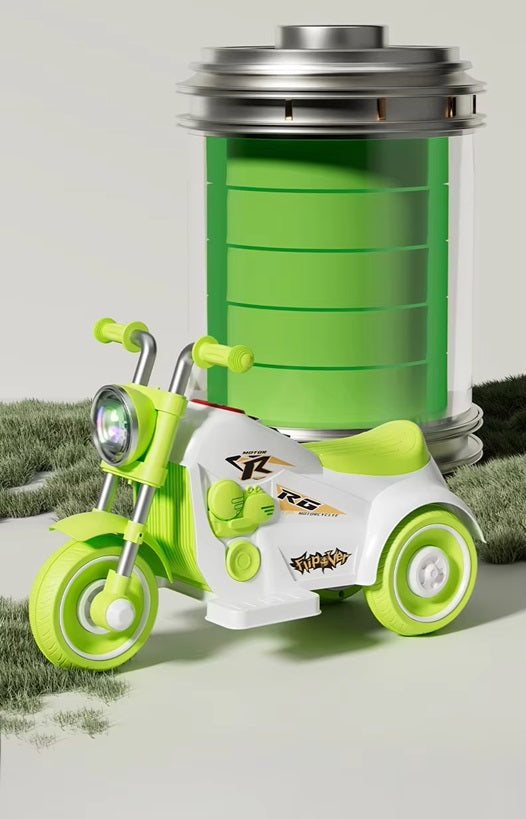 Curvear Kids Ride On Motorcycle with Bubble Maker, Powered Toddler Motorcycle with LED Light, Music, Foot Pedal, Forward/Backward, 3-Wheel Electric Motorcycle Gift for Boys & Girls.