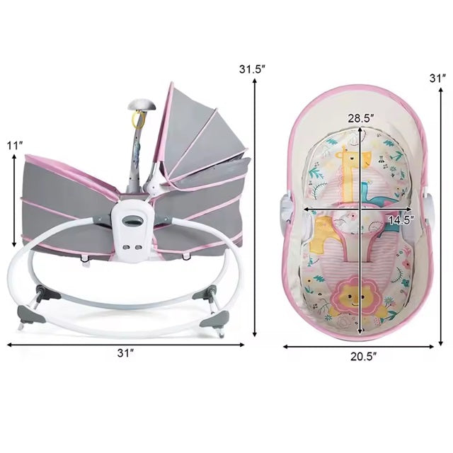 Curvear 5-in-1 Baby Bassinet Rocker Napper, Bounce Chair with Removable Bassinet & Soothing Melody Feature