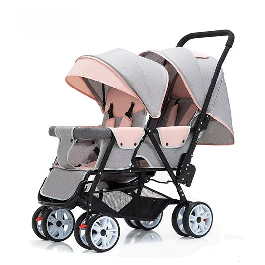 Curvear Stroller Buggy Lightweight Double Stroller with Independent Awning, Low Front Seat for Stroller, High Rear Seat, Stroller Foldable for Travel.