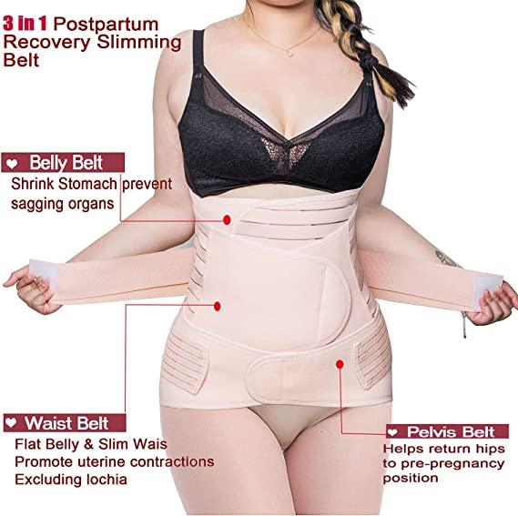 Curvear®️ Women's Polyester 3 in 1 Postpartum Support - Postnatal Recovery Pelvis/belly/Waist shapewear wrap belt after Normal/C-section post Delivery Pregnancy
