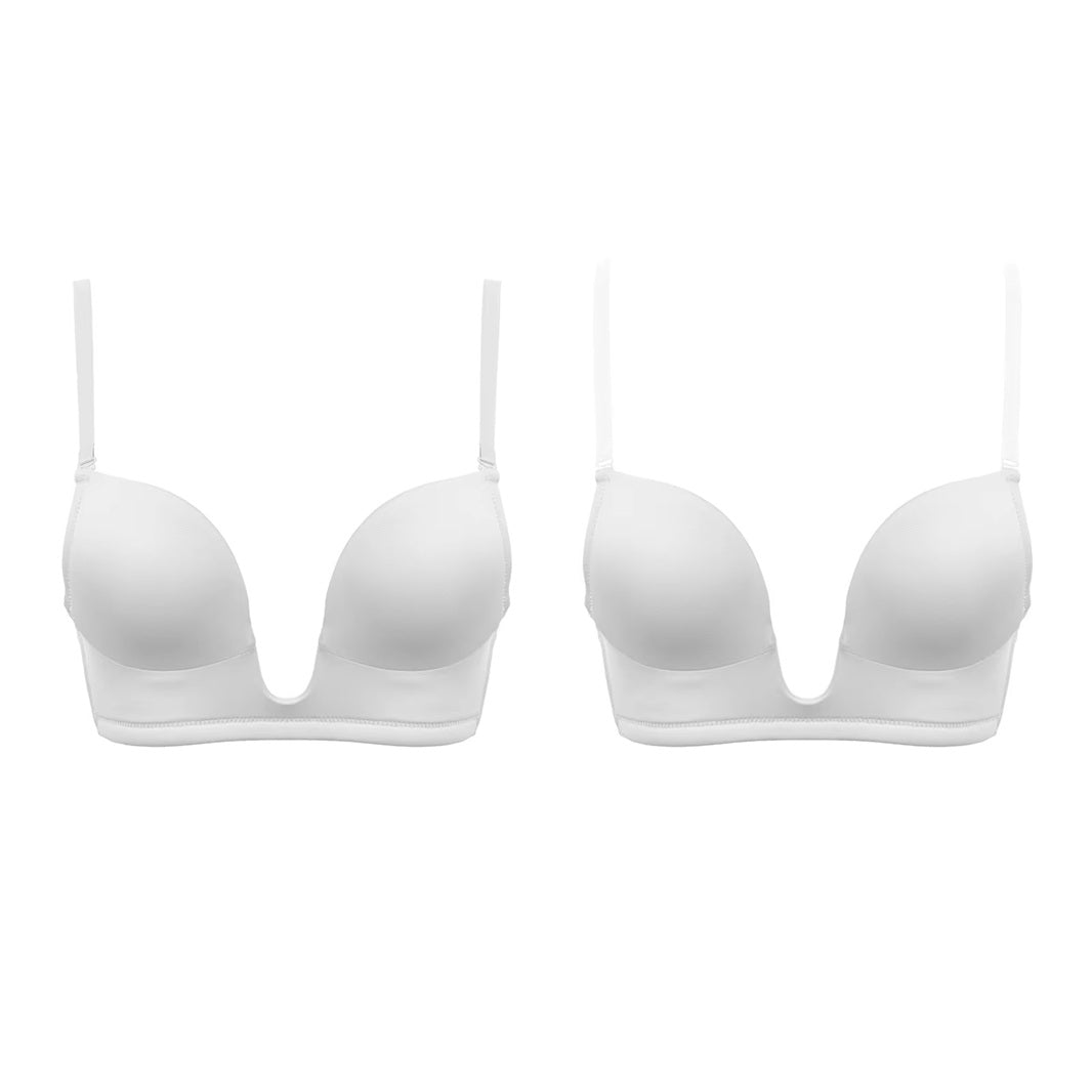 Curvear Triangle Cup Women Bra Padded Push Up Bras for Women Deep Plunge Underwear Backless Transparent Straps Brassiere.